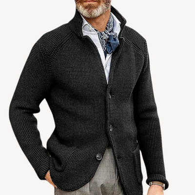 Loravelle – Men's Cardigan – Knitted Wool – Classic Gray 0