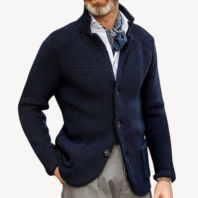 Loravelle – Men's Cardigan – Knitted Wool – Classic Gray 1
