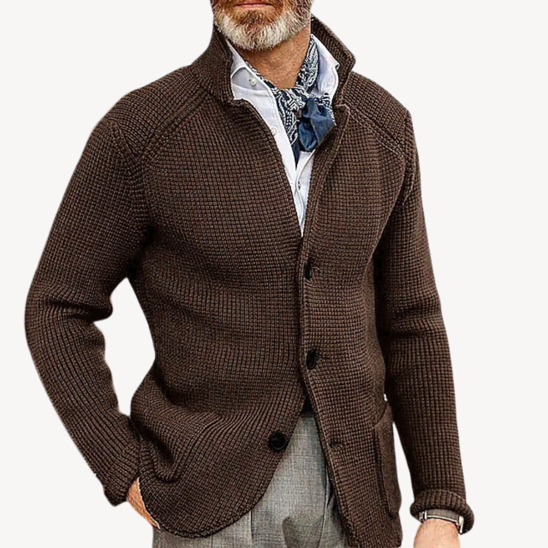 Loravelle – Men's Cardigan – Knitted Wool – Classic Gray 2