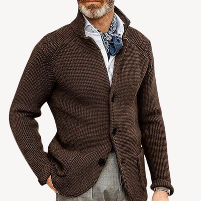 Loravelle – Men's Cardigan – Knitted Wool – Classic Gray 2