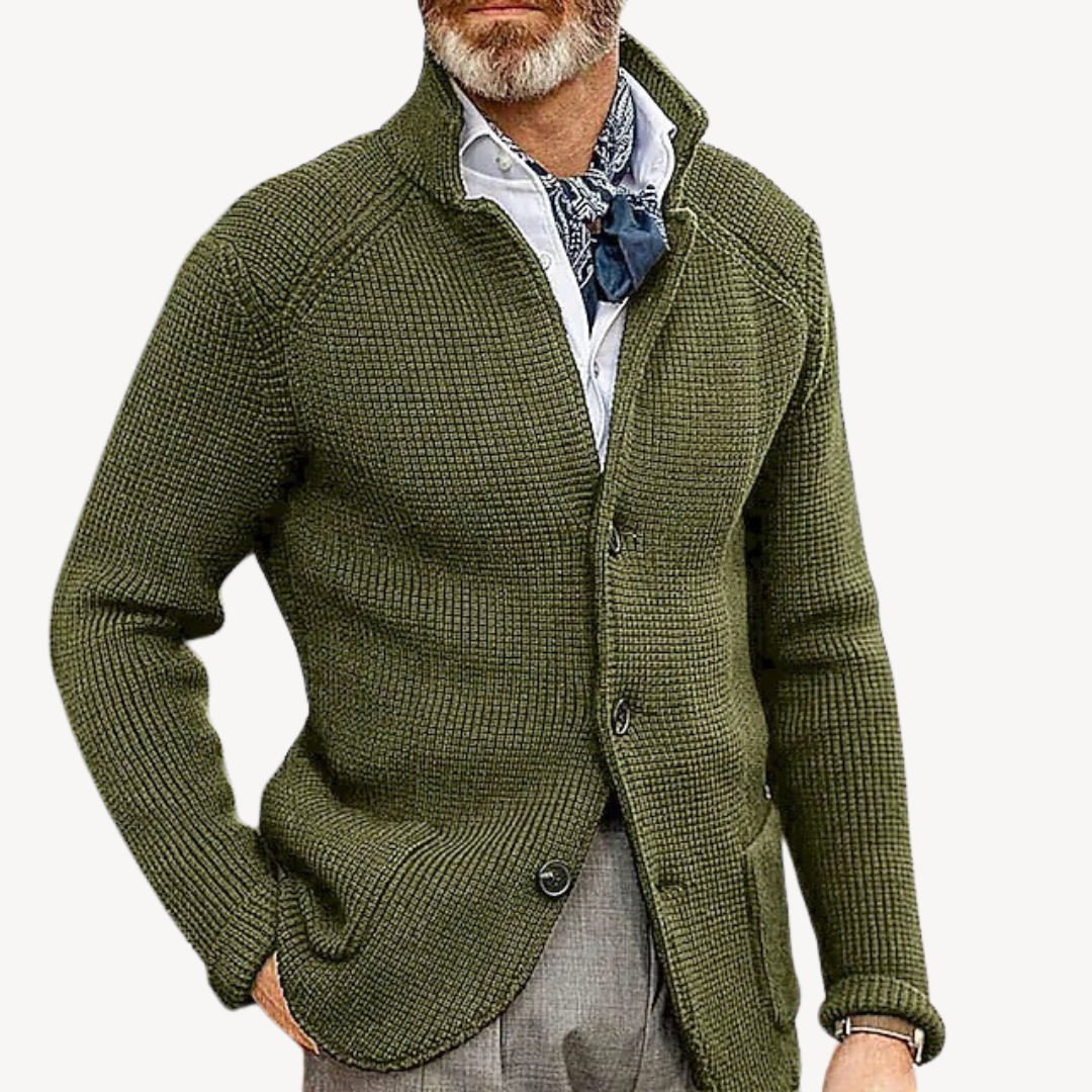Loravelle – Men's Cardigan – Knitted Wool – Classic Gray 3