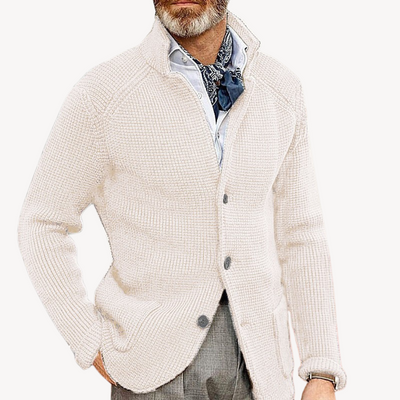Loravelle – Men's Cardigan – Knitted Wool – Classic Gray 4
