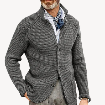 Loravelle – Men's Cardigan – Knitted Wool – Classic Gray 5