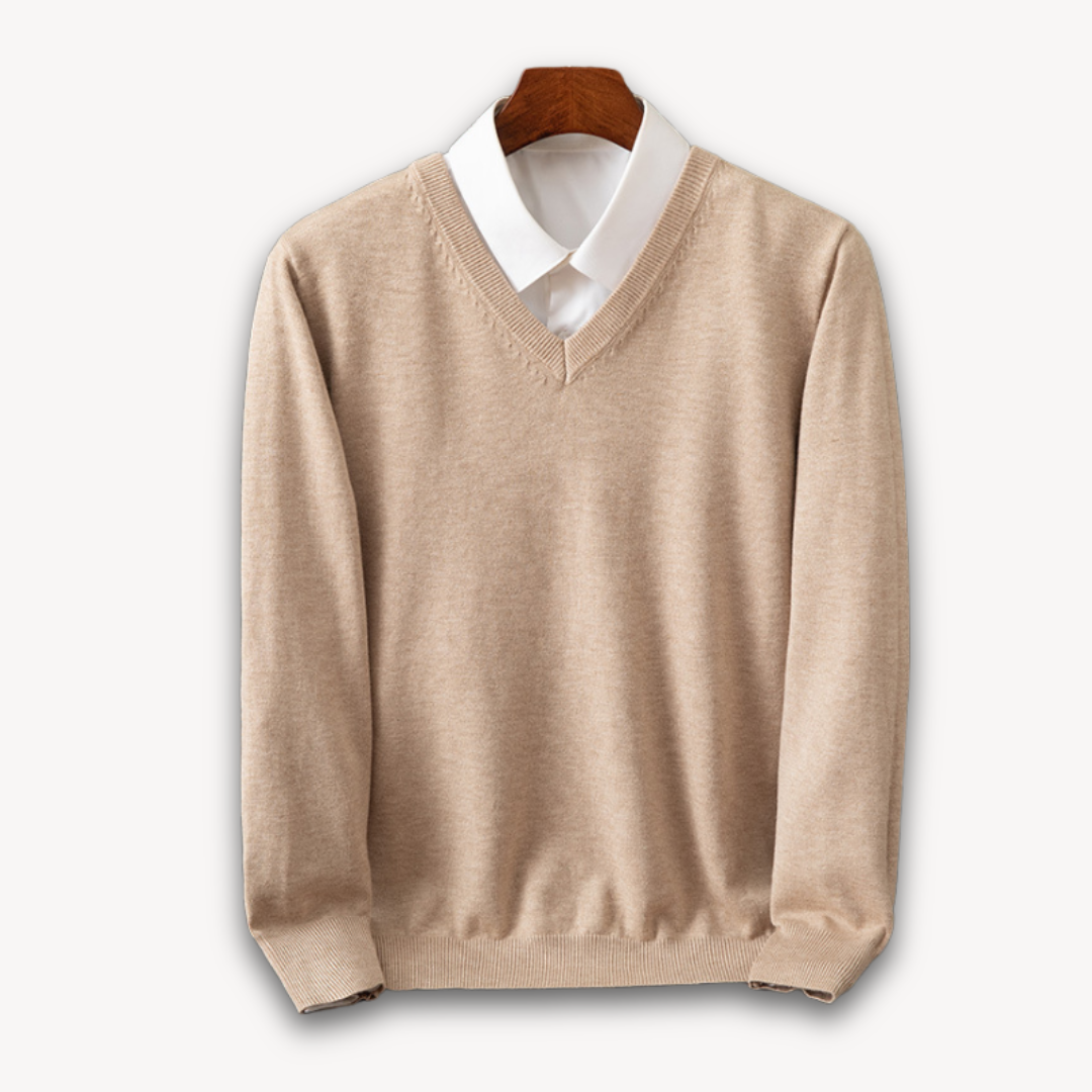 Loravelle – Men's Cashmere Sweater – Slim Fit – Soft Gray 2