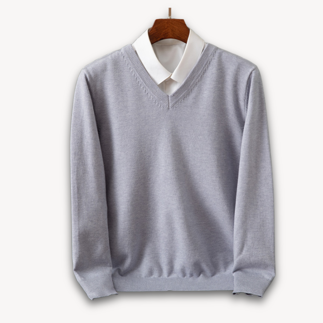 Loravelle – Men's Cashmere Sweater – Slim Fit – Soft Gray 3