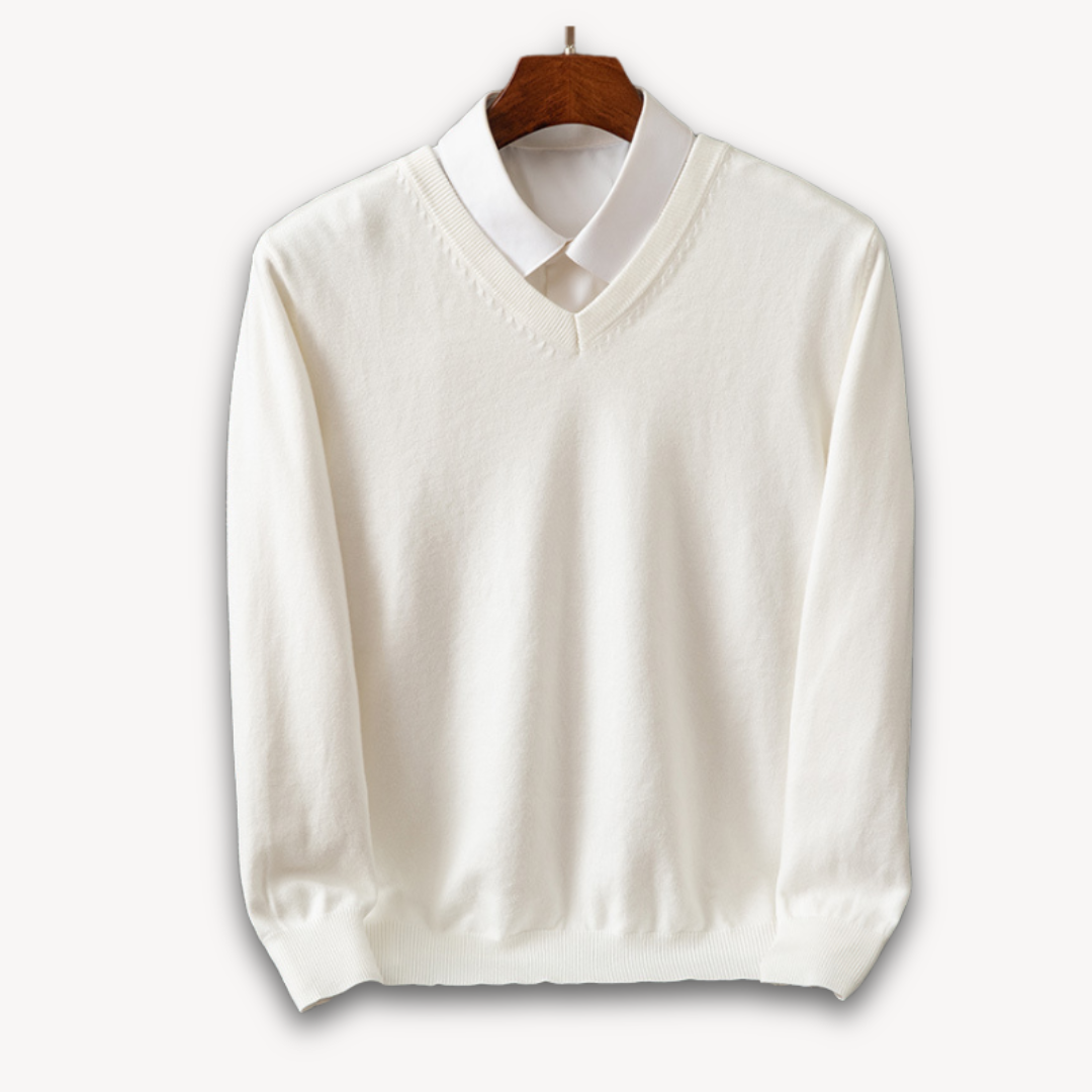 Loravelle – Men's Cashmere Sweater – Slim Fit – Soft Gray 7