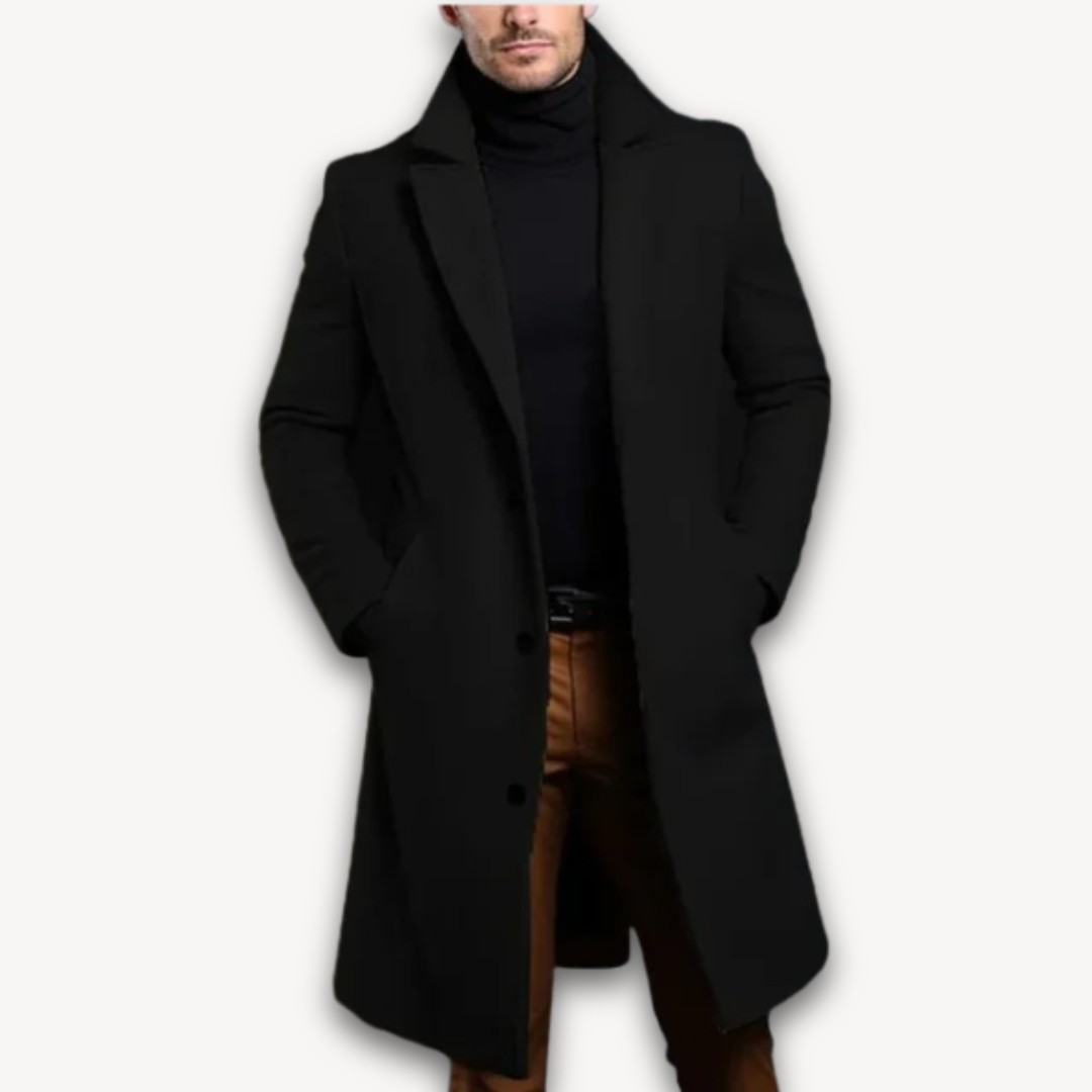 Loravelle – Men's Wool Blend Long Coat – Navy Blue 0