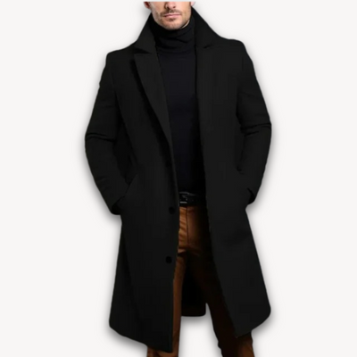 Loravelle – Men's Wool Blend Long Coat – Navy Blue 0
