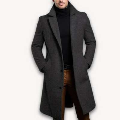 Loravelle – Men's Wool Blend Long Coat – Navy Blue 2