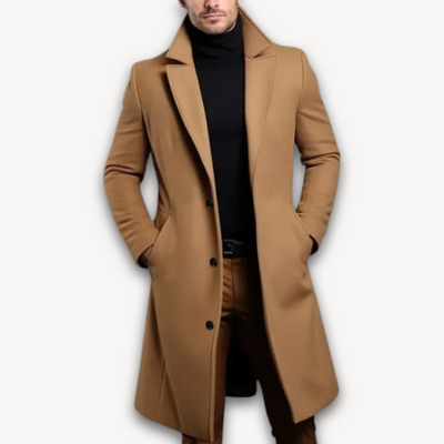 Loravelle – Men's Wool Blend Long Coat – Navy Blue 3