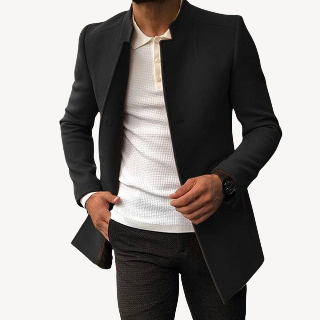 Loravelle – Men's Wool Blend Overcoat – Elegant – Black 0