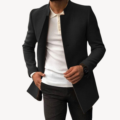 Loravelle – Men's Wool Blend Overcoat – Elegant – Black 0