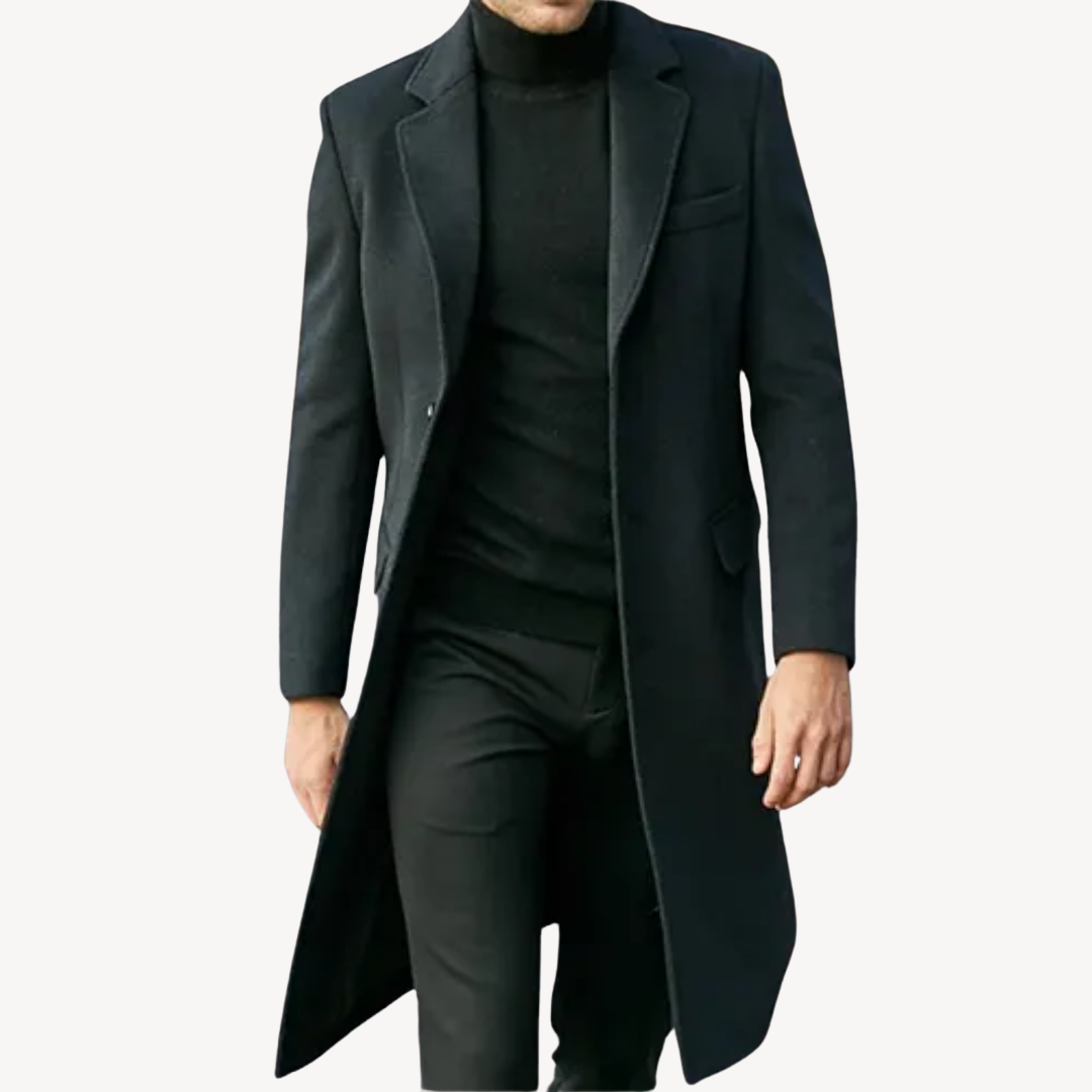 Loravelle – Men's Wool Overcoat – Classic Black 0