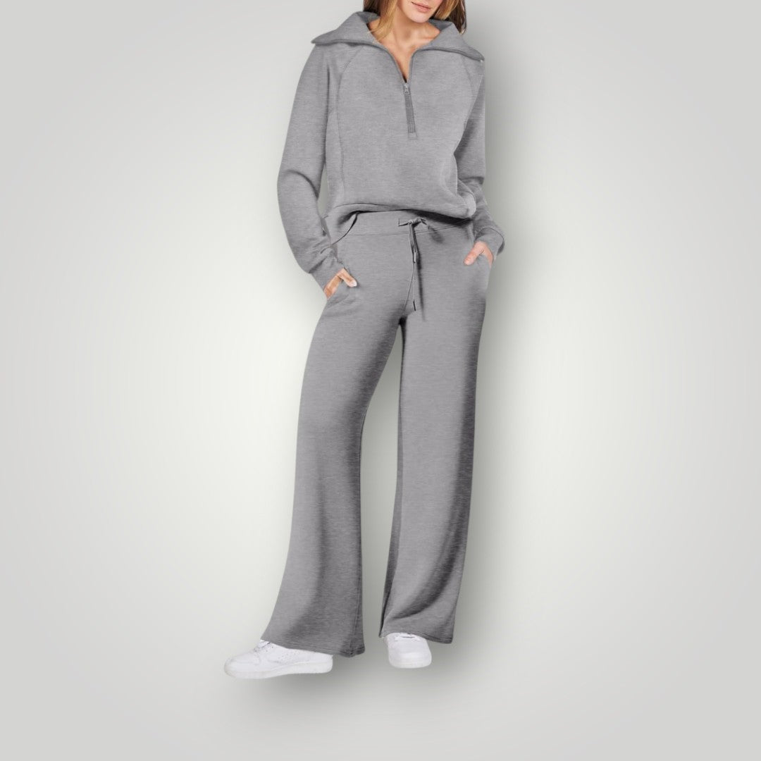 Lorena – Relaxed Loungewear Set – Breathable Fabric – Light Gray 0