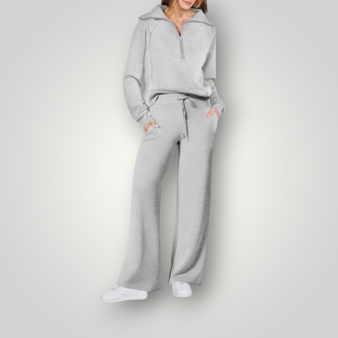 Lorena – Relaxed Loungewear Set – Breathable Fabric – Light Gray 5