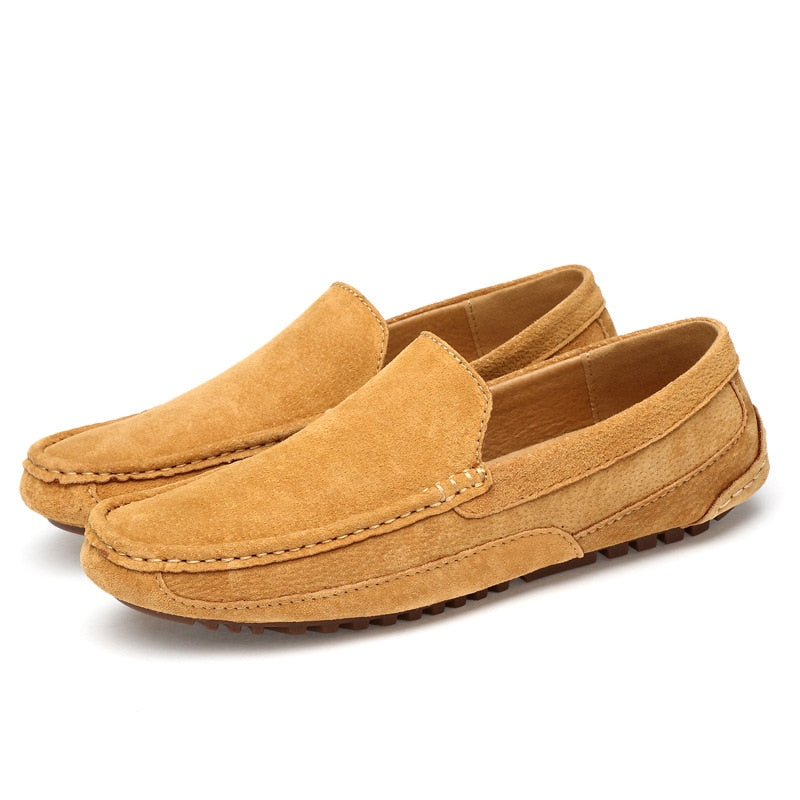 Louie – Suede Men's Loafers – Slip-On – Blue/Kahki/Light Brown 2
