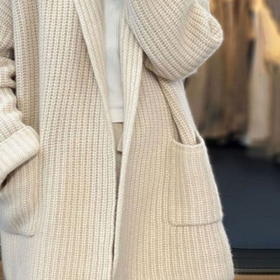 Maison Bennett – Long Wool-Blend Cardigan – Chunky Knit – Gray 1