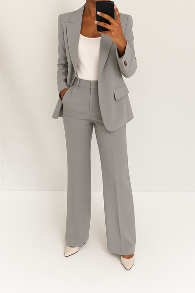 Maison Bennett – Timeless Two-Piece Suit – Soft Fabric – Classic Gray 1