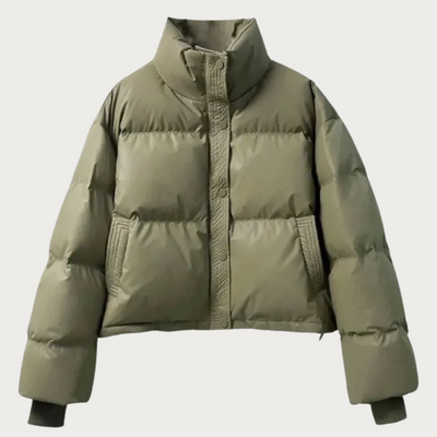 Marie – Black Leather Puffer Jacket – Winter 2