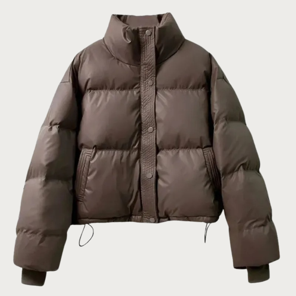 Marie – Black Leather Puffer Jacket – Winter 3