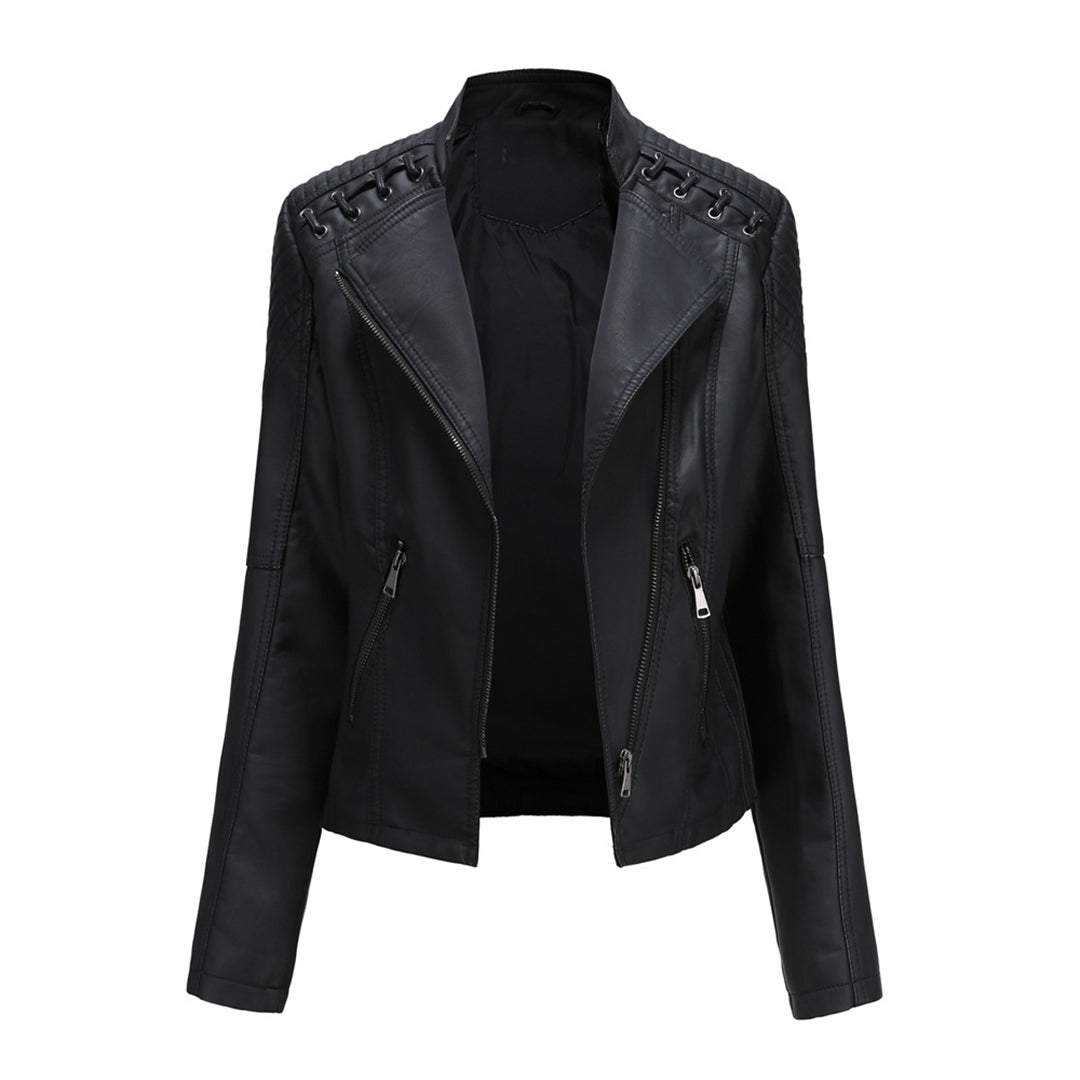 Marie – Elegant Leather Jacket – Soft PU – Black 0