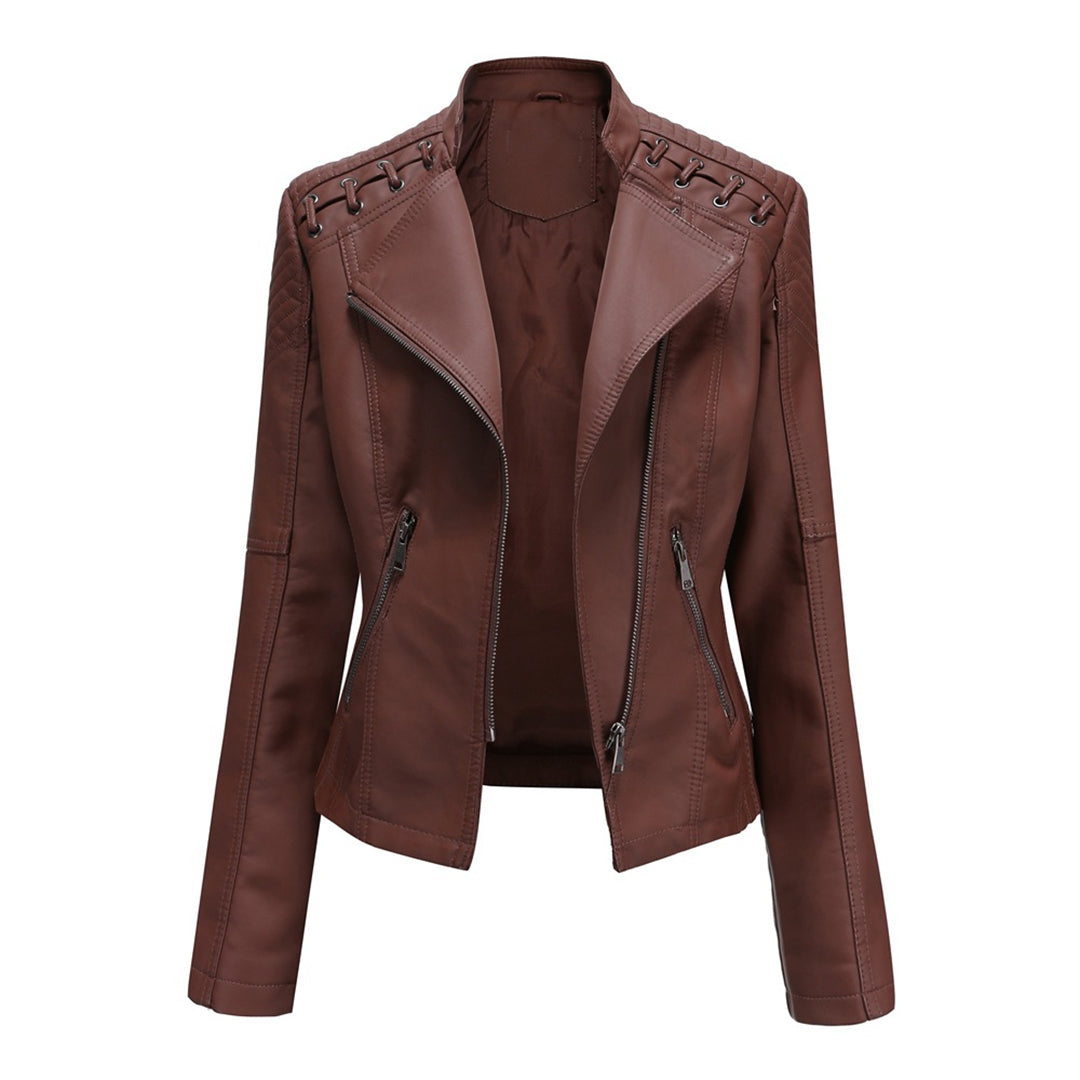 Marie – Elegant Leather Jacket – Soft PU – Black 1