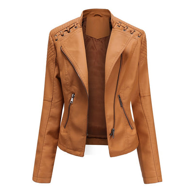 Marie – Elegant Leather Jacket – Soft PU – Black 2