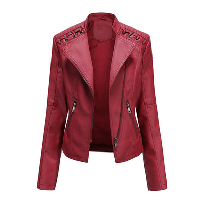 Marie – Elegant Leather Jacket – Soft PU – Black 3