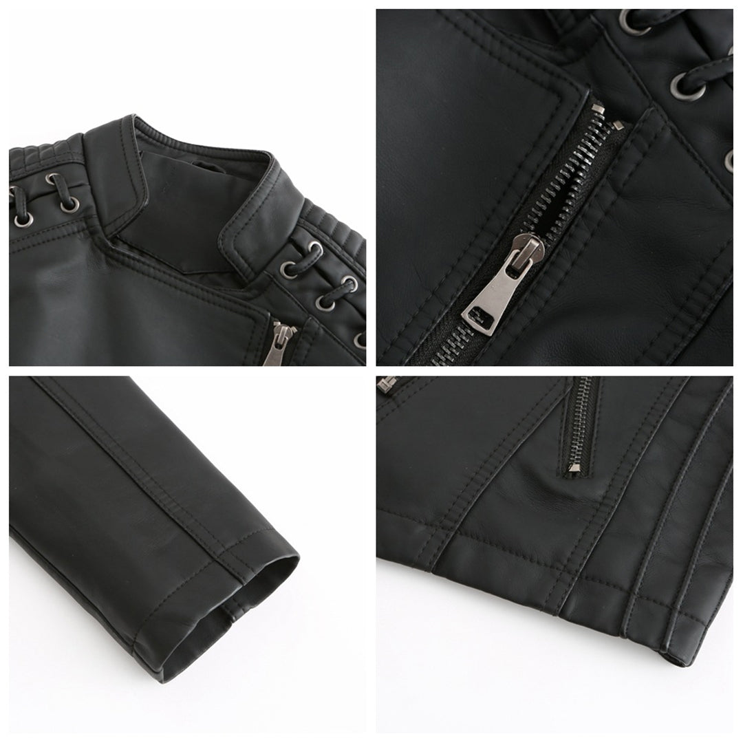Marie – Elegant Leather Jacket – Soft PU – Black 6