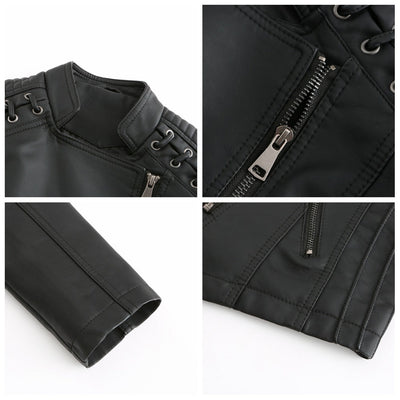 Marie – Elegant Leather Jacket – Soft PU – Black 6