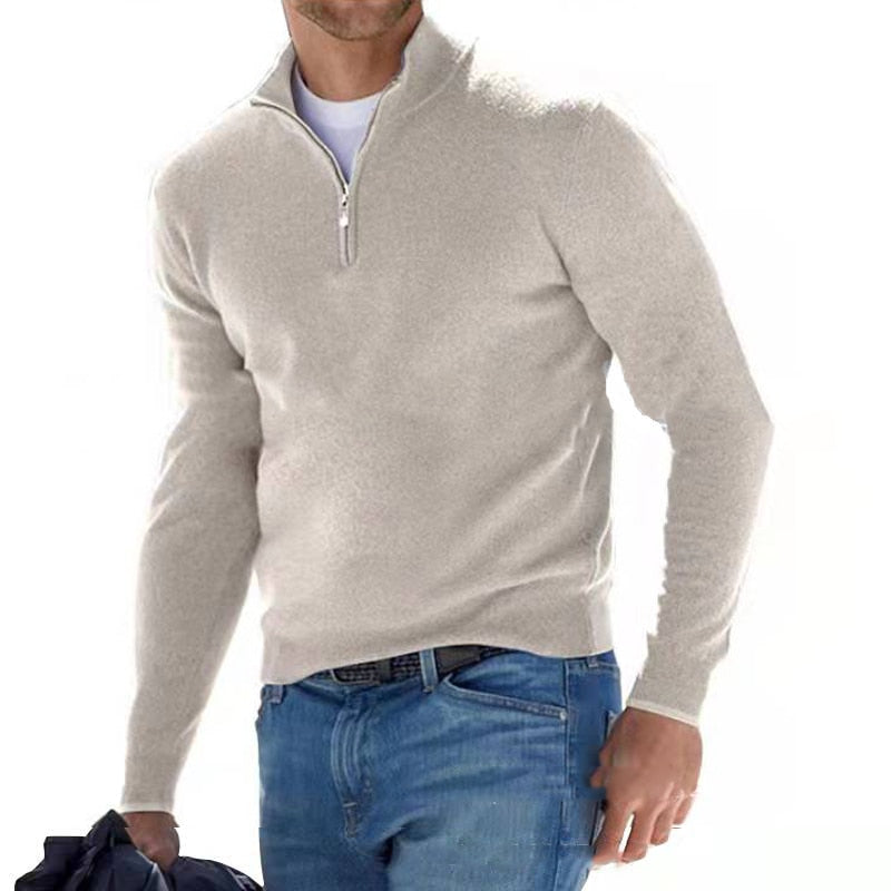 Marius – Classic Men's Sweater – Wool Blend – Gray 1