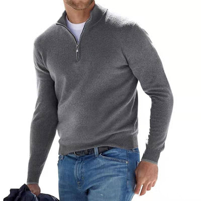 Marius – Classic Men's Sweater – Wool Blend – Gray 3