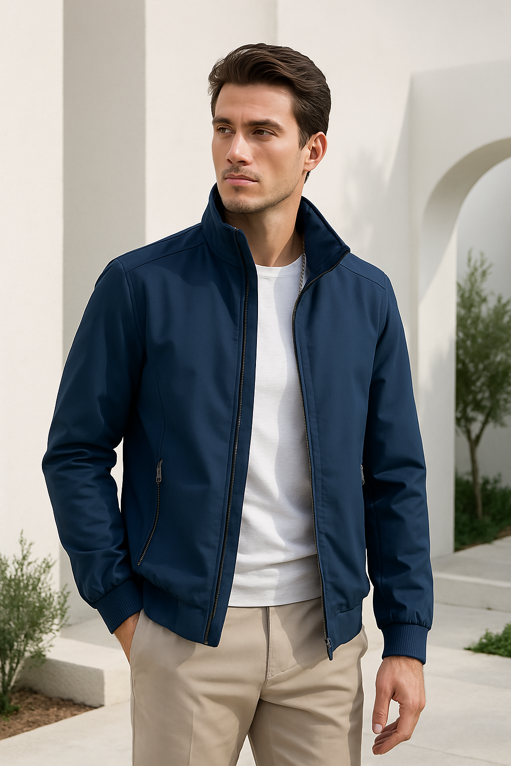 Mark – Lightweight Cotton-Polyester Men's Jacket – Summer – Navy 2