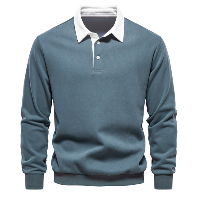 Mats – Classic Polo Pullover – Cotton Blend – Navy 9