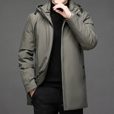 Men's Winter Jacket – Hooded Zipper – Black 1