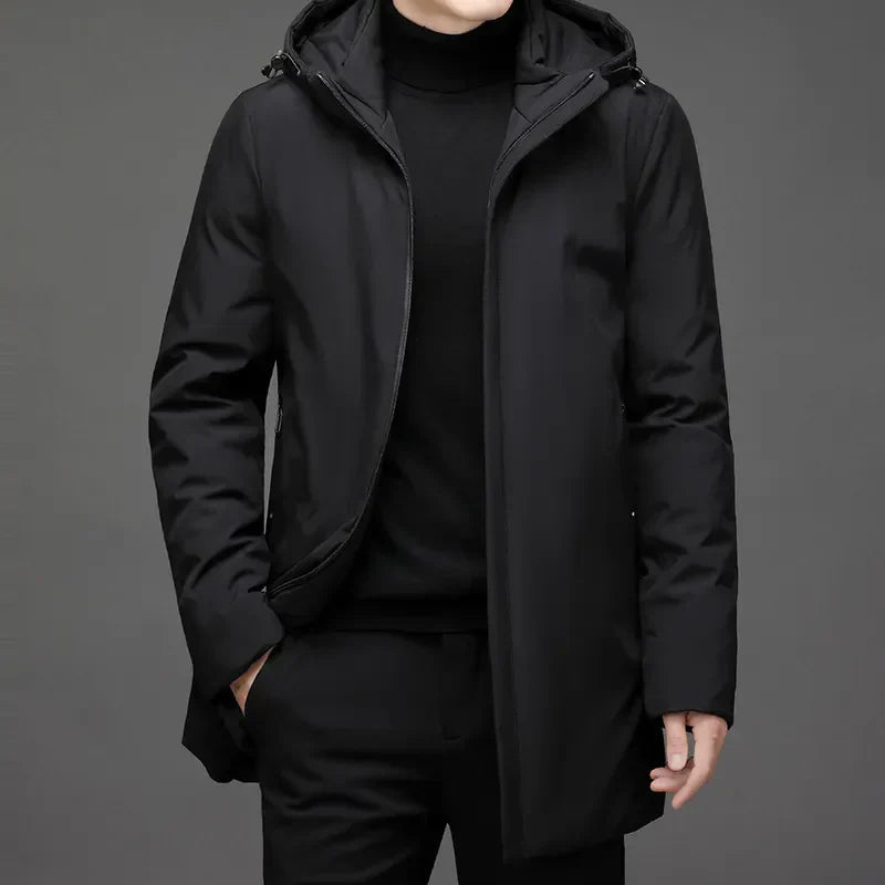 Men's Winter Jacket – Hooded Zipper – Black 3