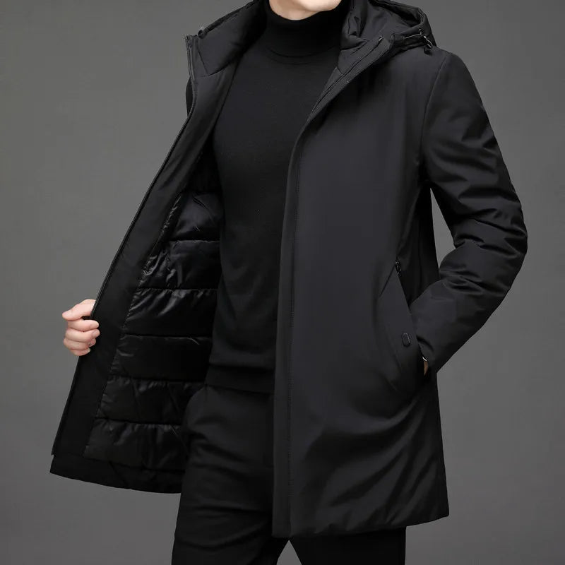 Men's Winter Jacket – Hooded Zipper – Black 4