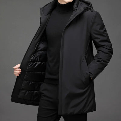 Men's Winter Jacket – Hooded Zipper – Black 4