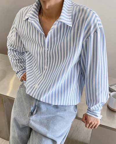 Menorca – Stripe Linen Shirt – Blue 0