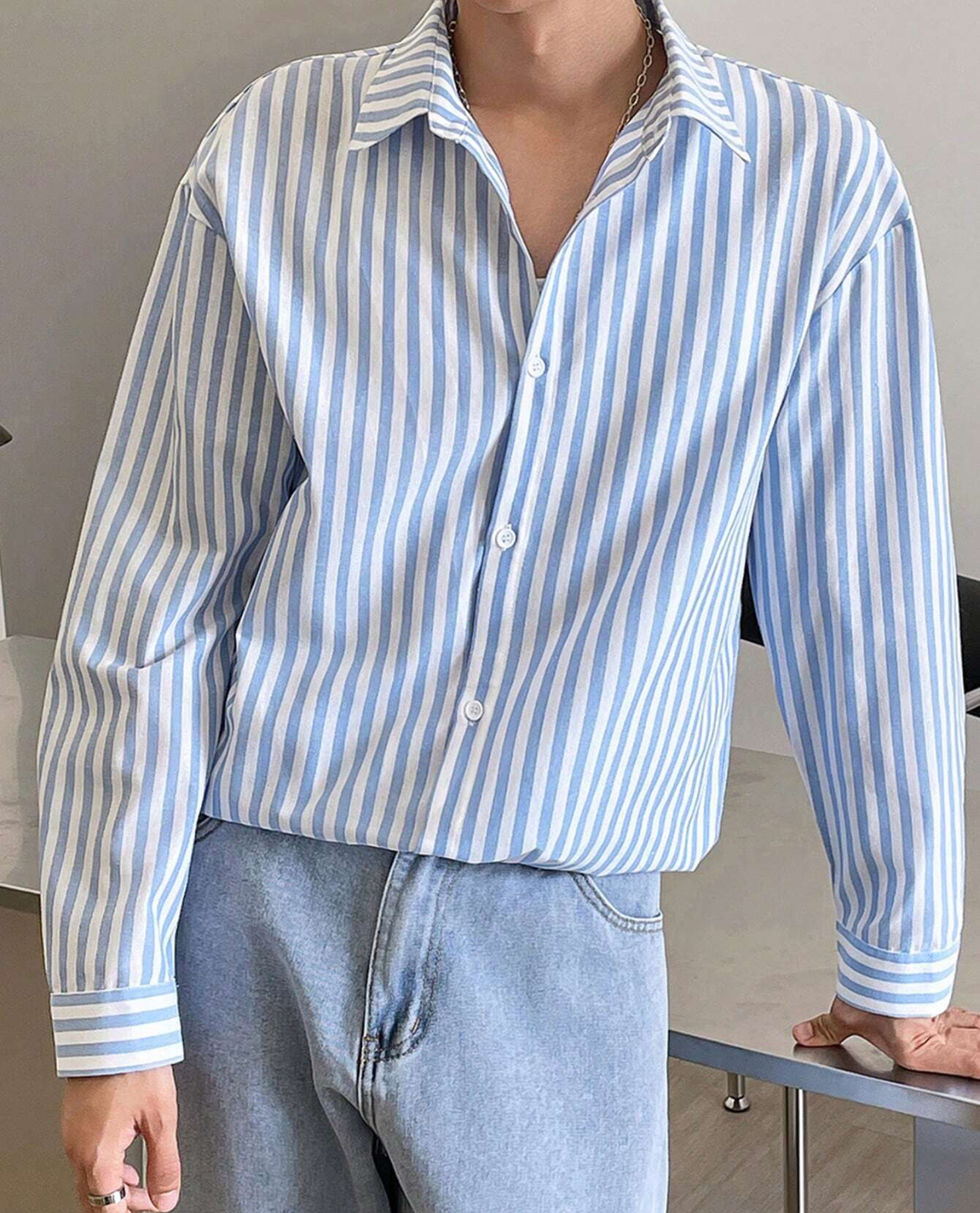 Menorca – Stripe Linen Shirt – Blue 1