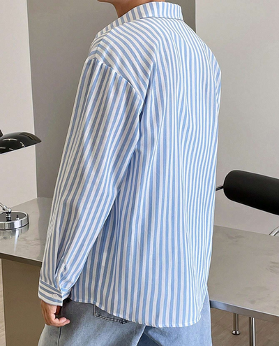 Menorca – Stripe Linen Shirt – Blue 3
