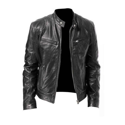 Mikel – Black Faux Leather Jacket – Classic Design 0