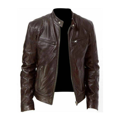 Mikel – Black Faux Leather Jacket – Classic Design 3