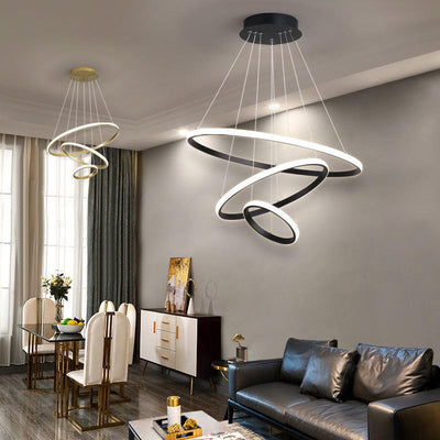 Chandelier – Modern Design with Adjustable Lighting – Aluminium – Black – ArishaLight™ 5