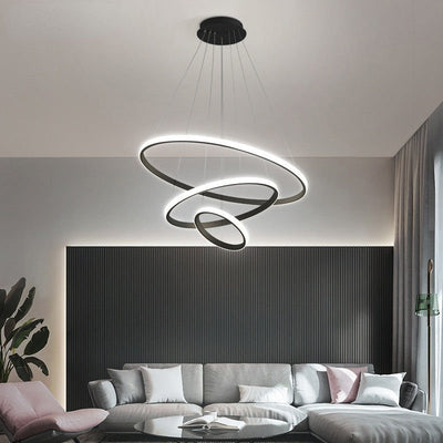 Chandelier – Modern Design with Adjustable Lighting – Aluminium – Black – ArishaLight™ 8