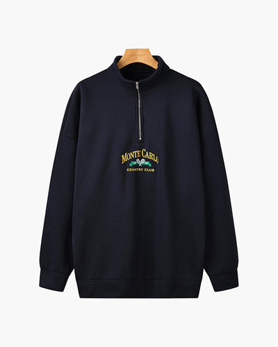 Monte Carlo – Men's Quarter Zip Pullover – Premium Fabric – Navy 0
