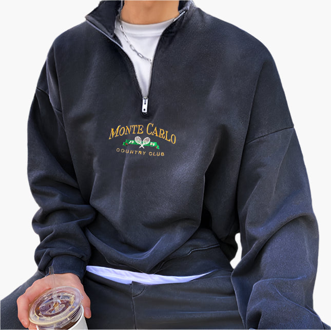Monte Carlo – Men's Quarter Zip Pullover – Premium Fabric – Navy 1
