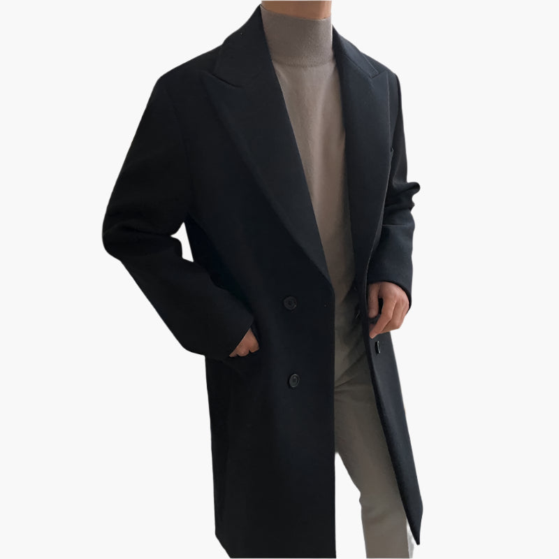 NAMSAN – Men's Overcoat – Wool Blend – Black 3