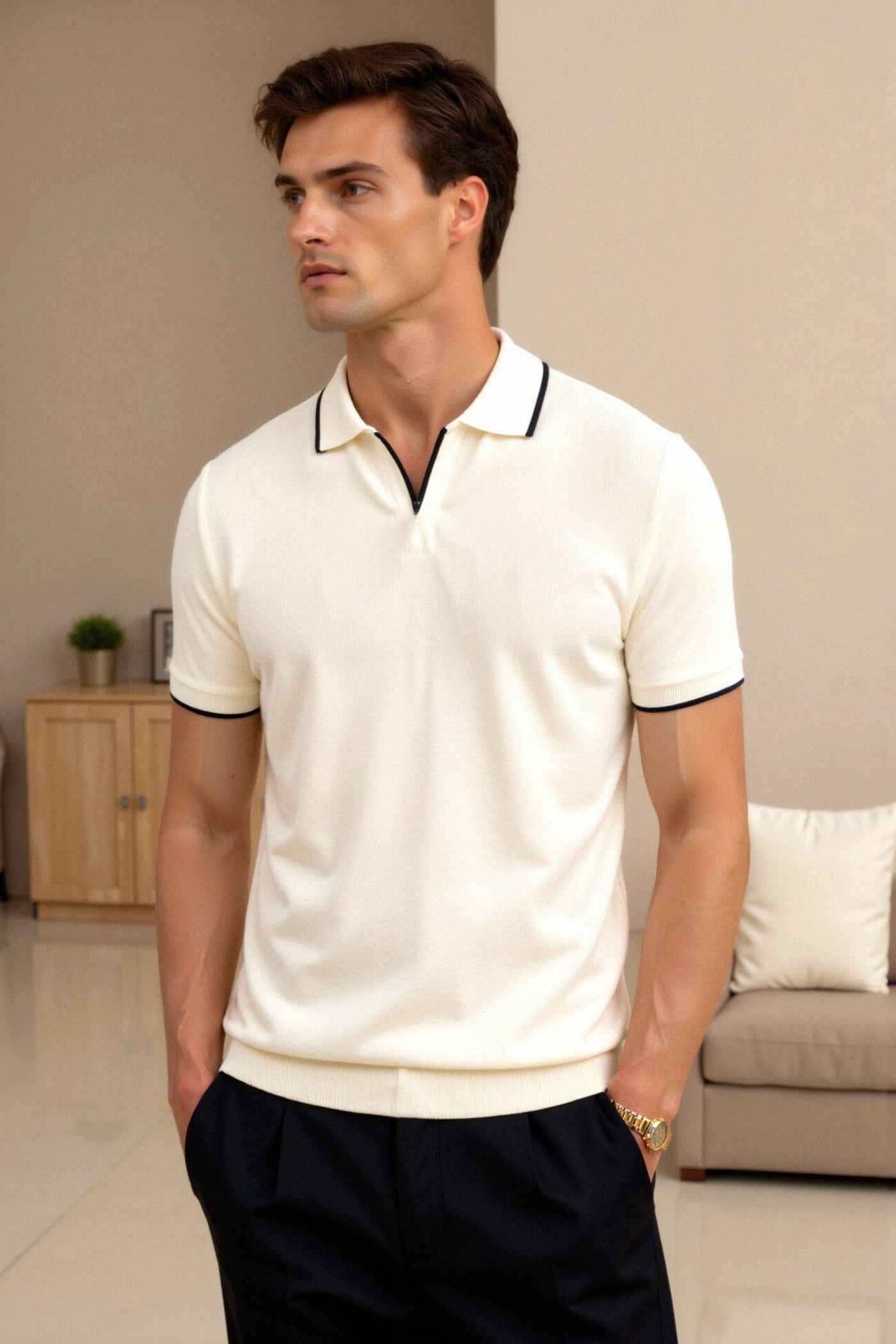 NOBA – Slim Fit Cotton Polo Shirt – Summer – Contrast 1