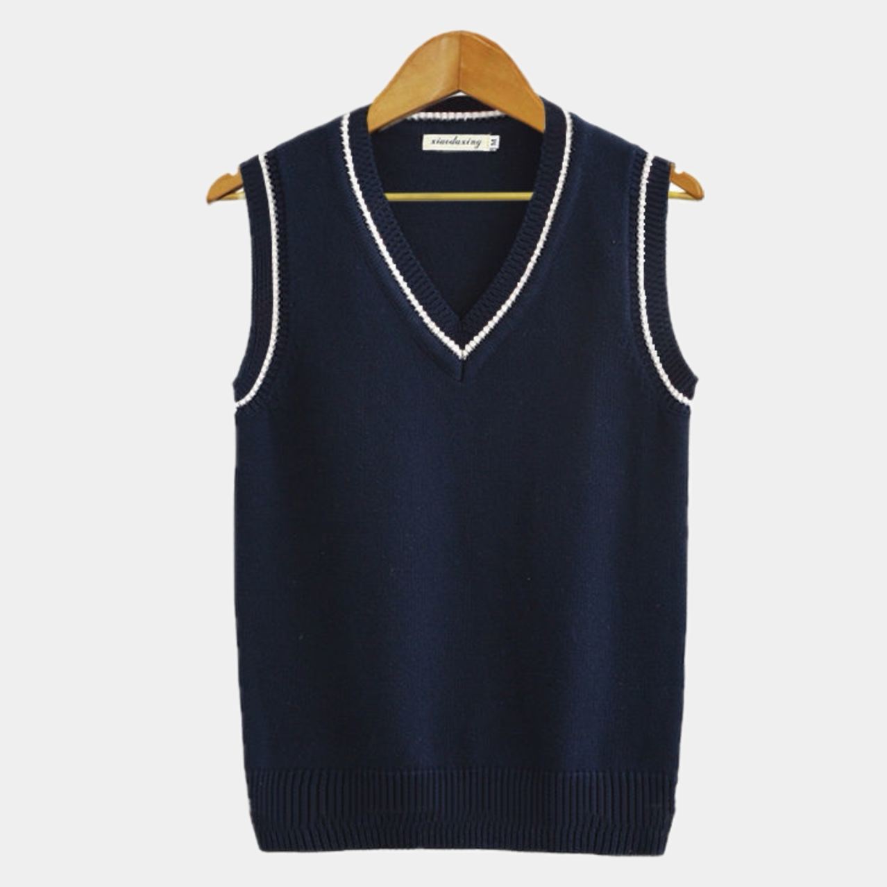 Old Money – Cotton Sleeveless Sweater – V-Neck – Navy 3